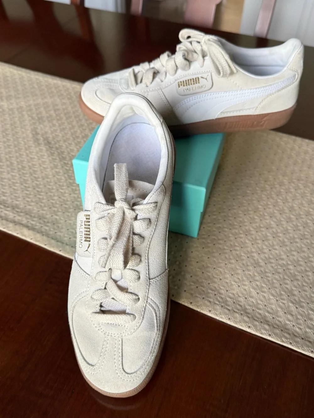 PUMA Palermo Suede Sneakers 397643-11 Alpine Snow/White Women’s Sz 9.5